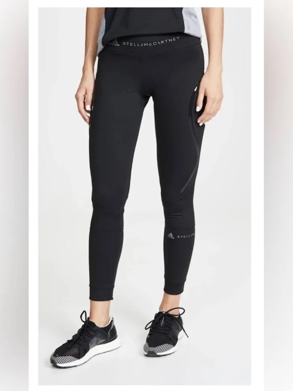 Stella McCartney Women's Black mesh perforated Performance Leggings